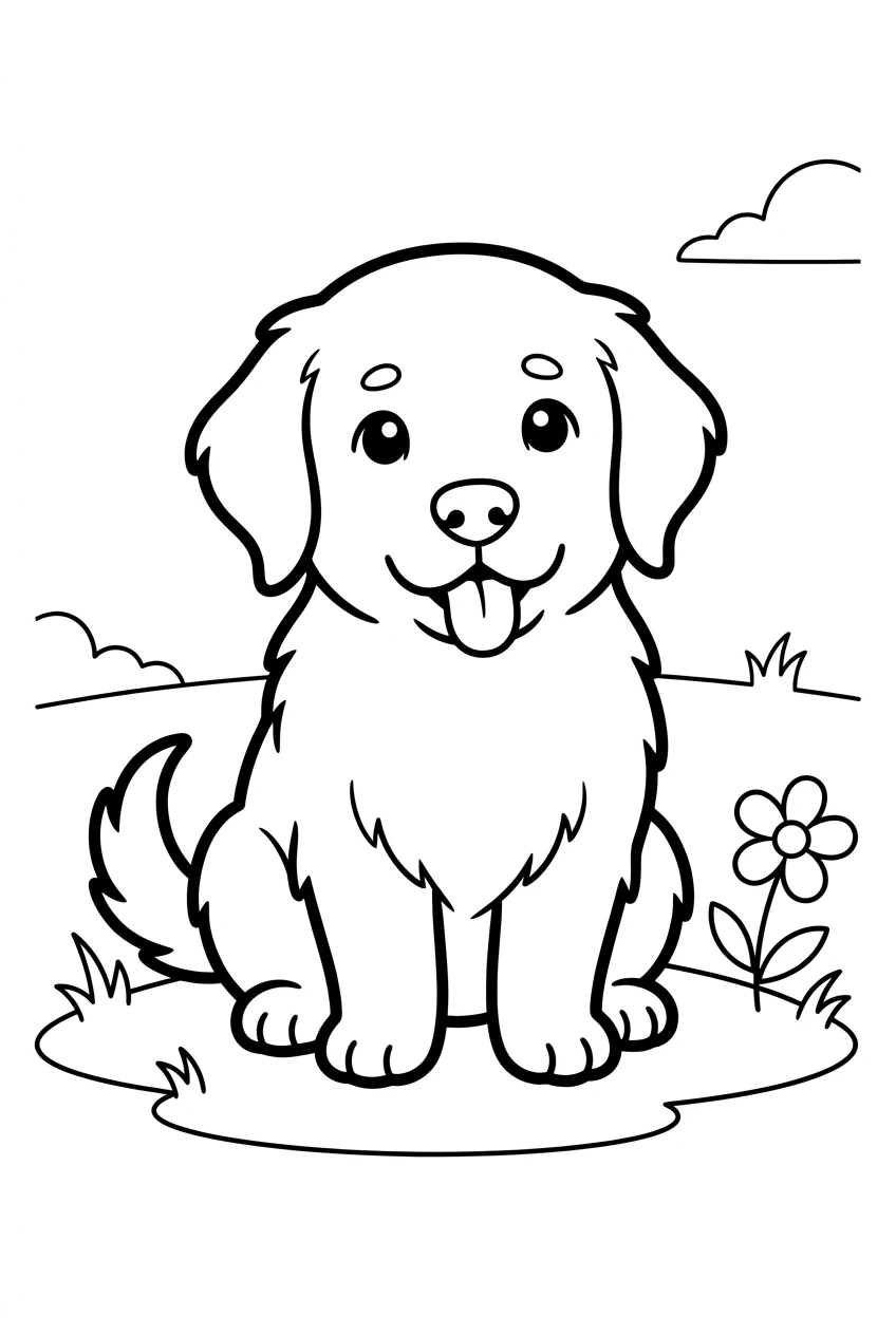 Cute Baby Golden Retriever Puppy Coloring Page