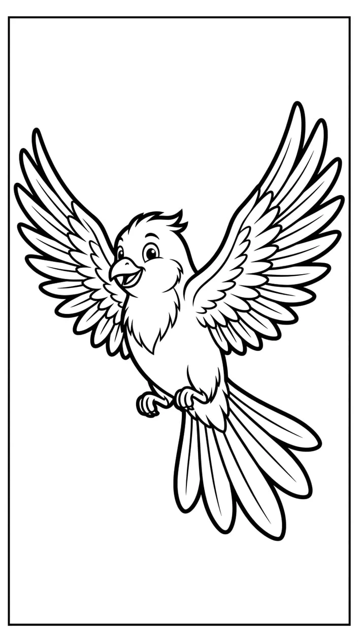 Bird Flying Through the Sky Coloring Page