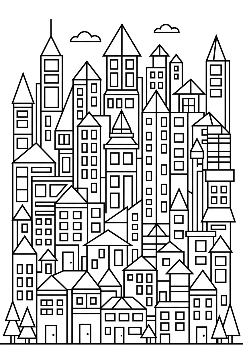 Fun Triangle and Rectangle Pattern Coloring Sheet