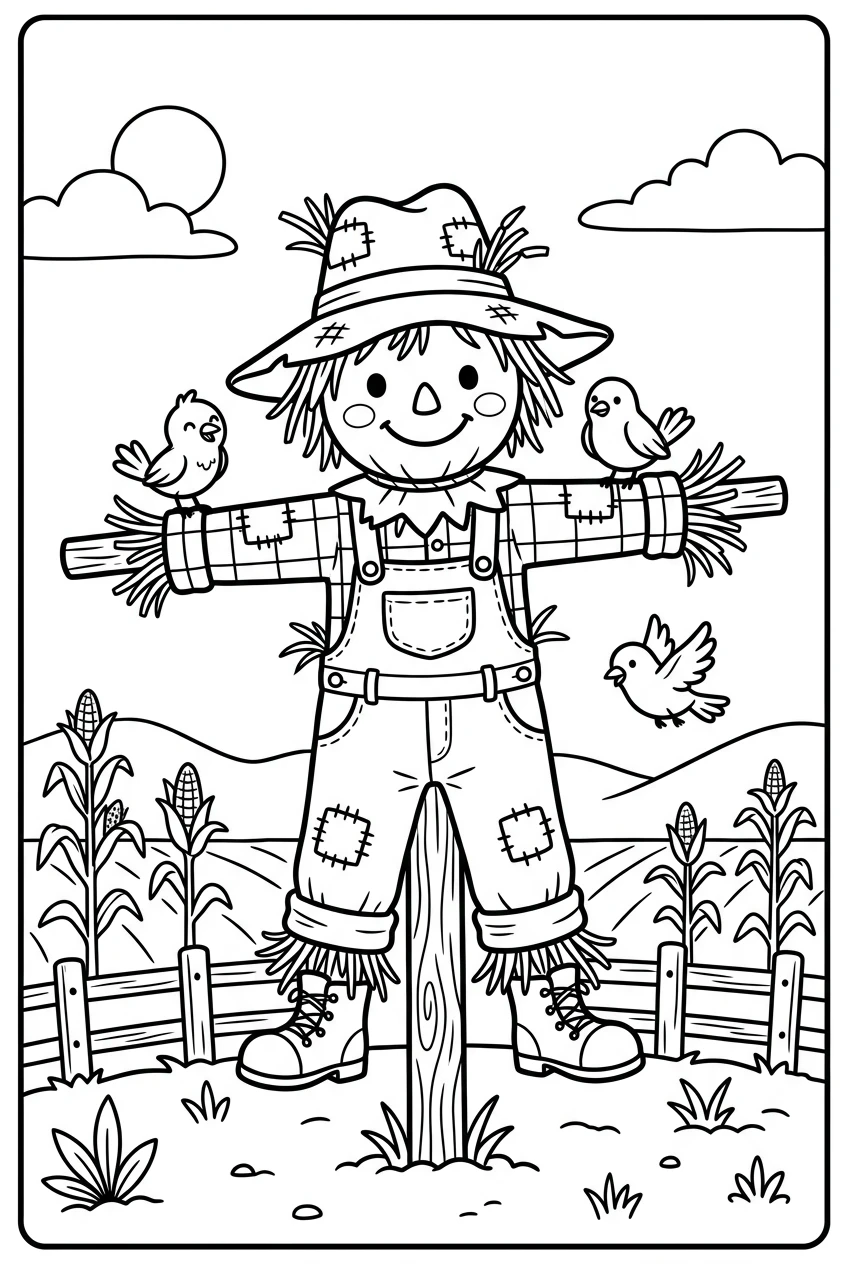 Free Scarecrow Coloring Page