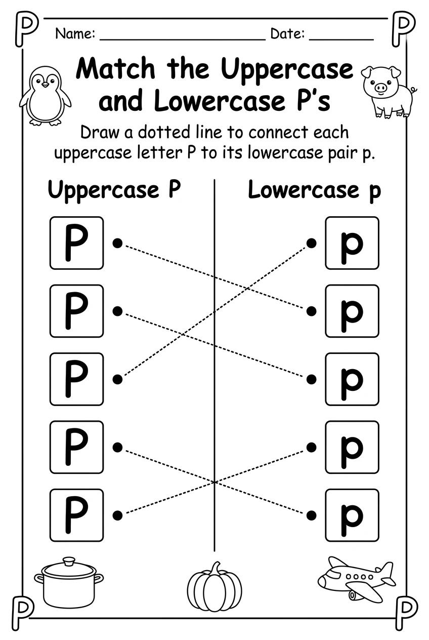 Uppercase and Lowercase Letter P Matching Activity