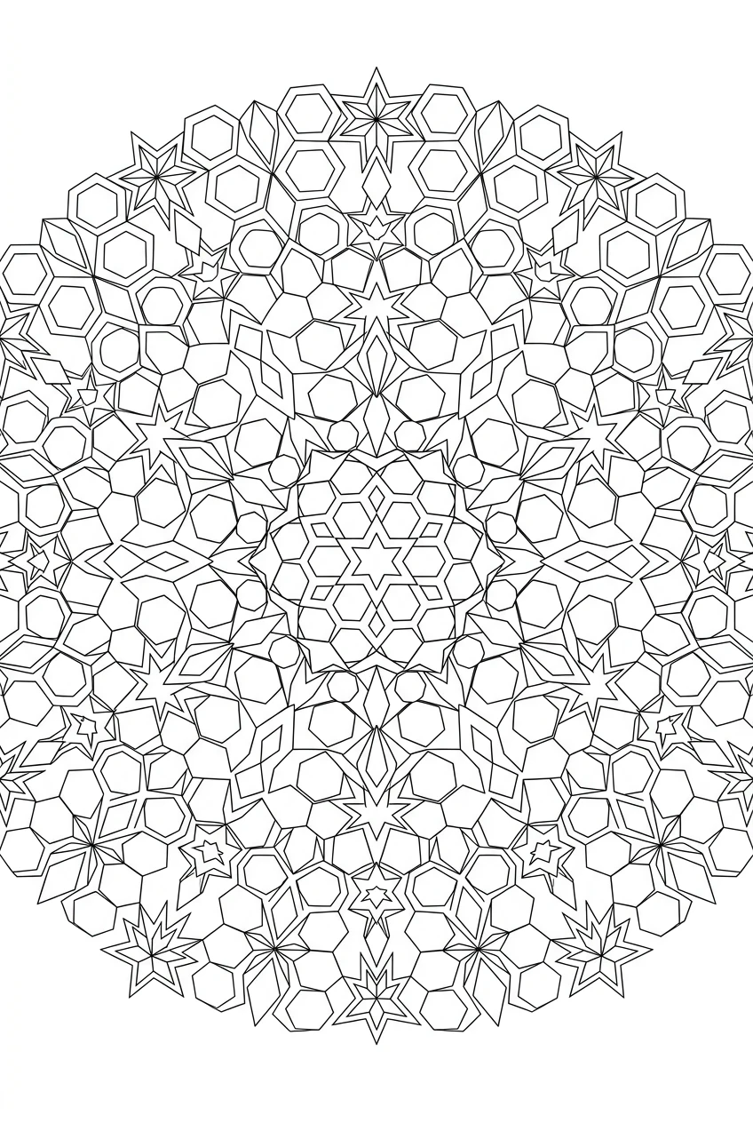 Advanced Geometric Mandala Coloring Page for Older Kids