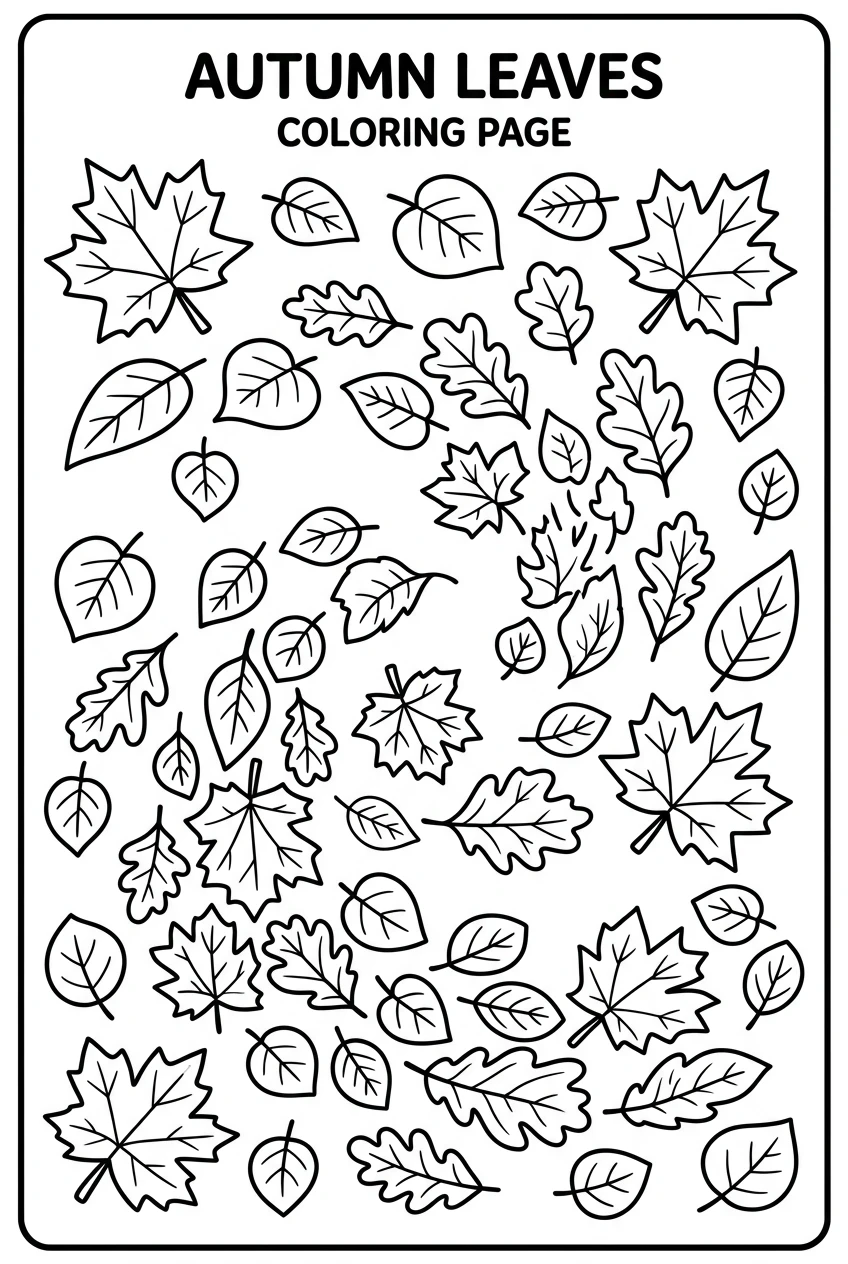 Free Falling Leaves Coloring Page