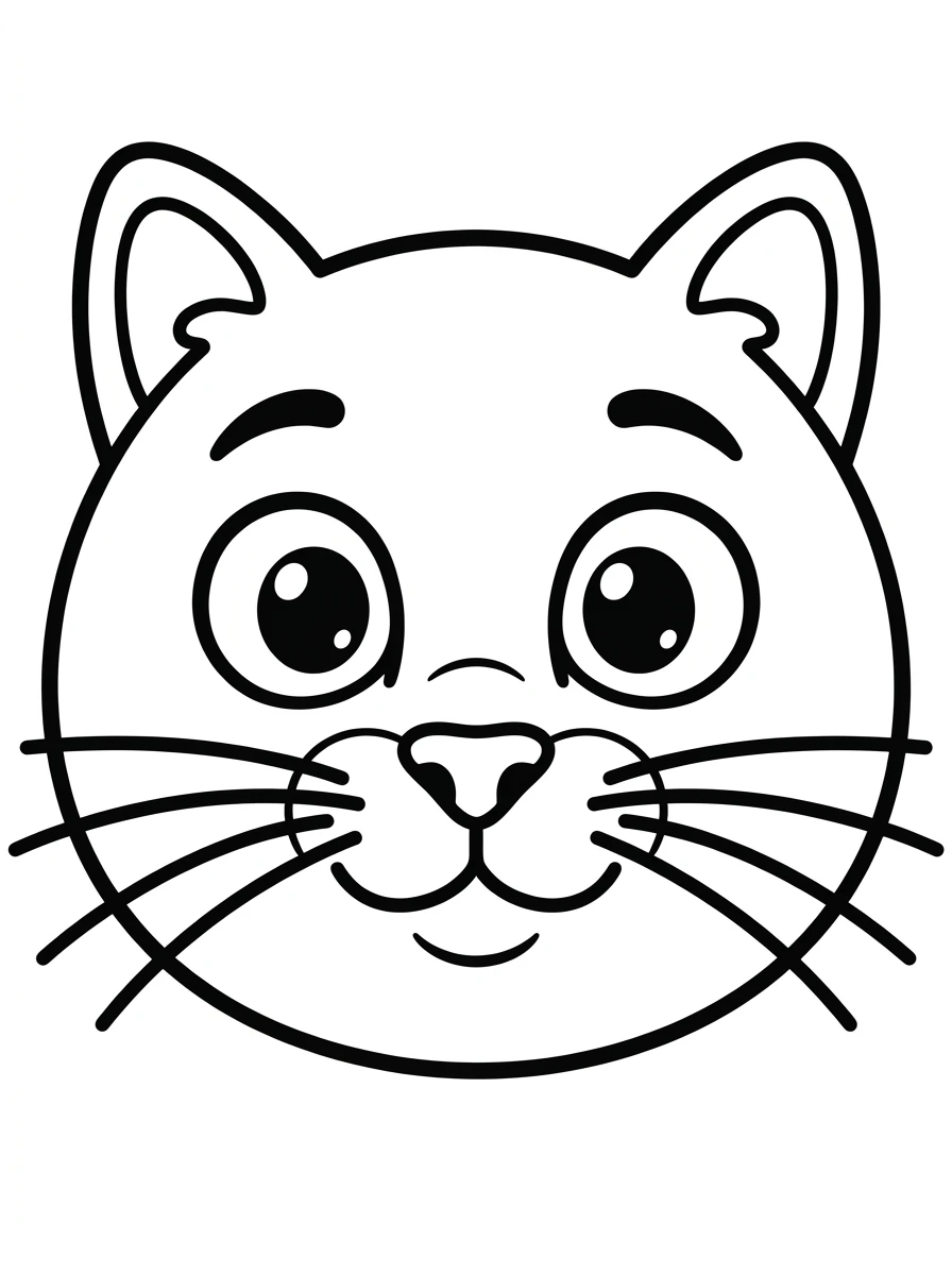 Cat Face Close-Up Portrait Coloring Page